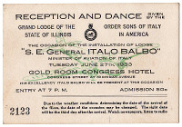 Invitation for the dance of honor at the Gold Room Congress Hotel